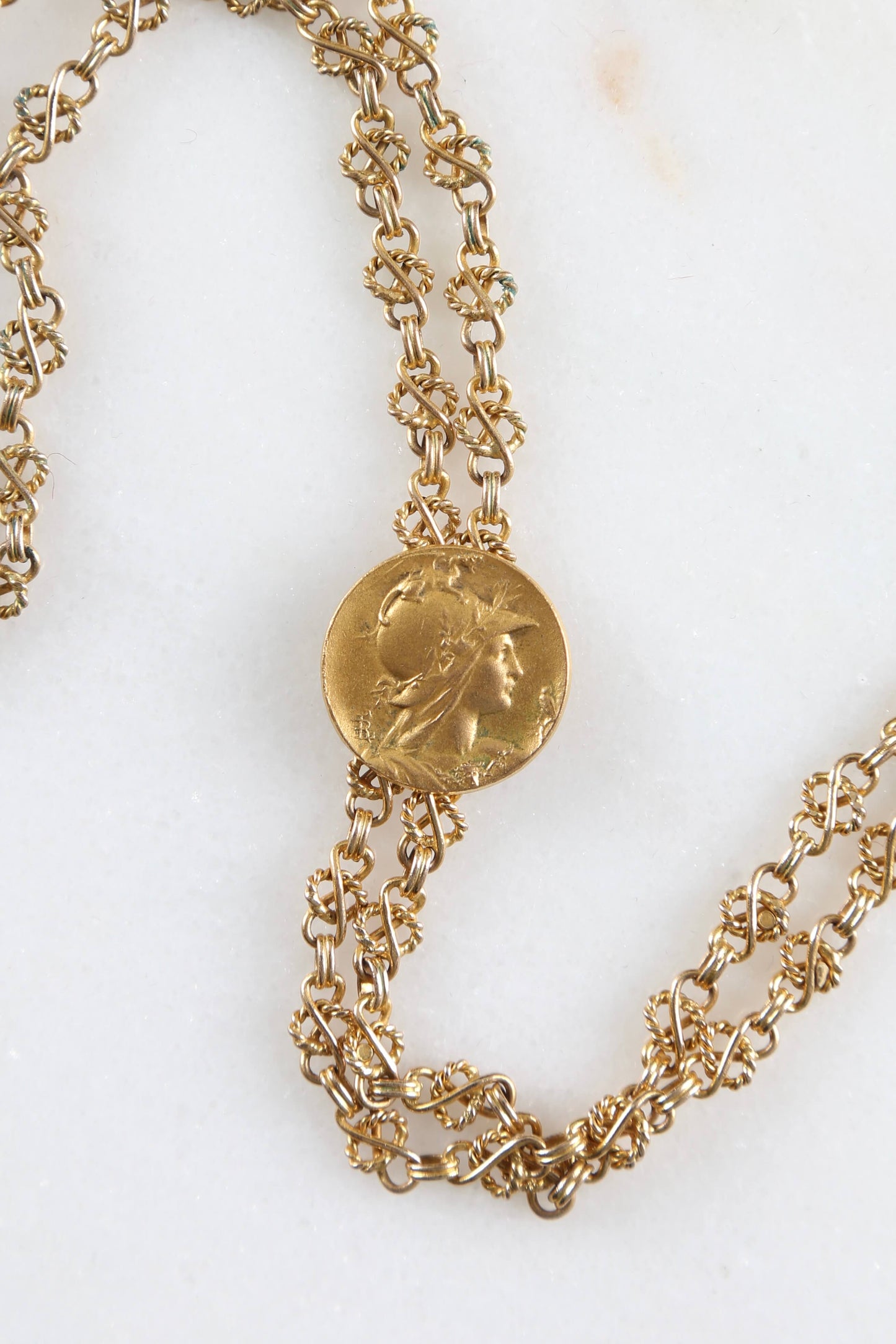 1890's Goddess Athena Coin Slide Chain