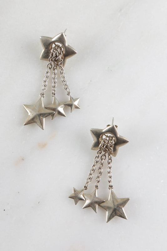 1970's Sterling Star Dangle Earrings
