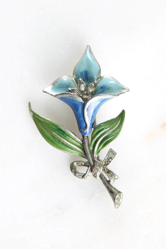 1940's Cold Painted Articulated Flower Brooch