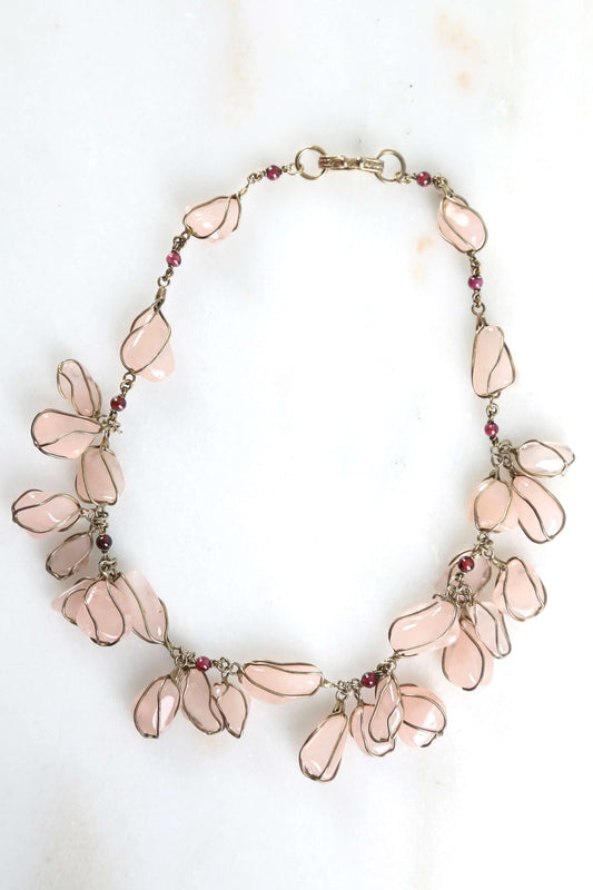 1970's Rose Quartz Drop Necklace