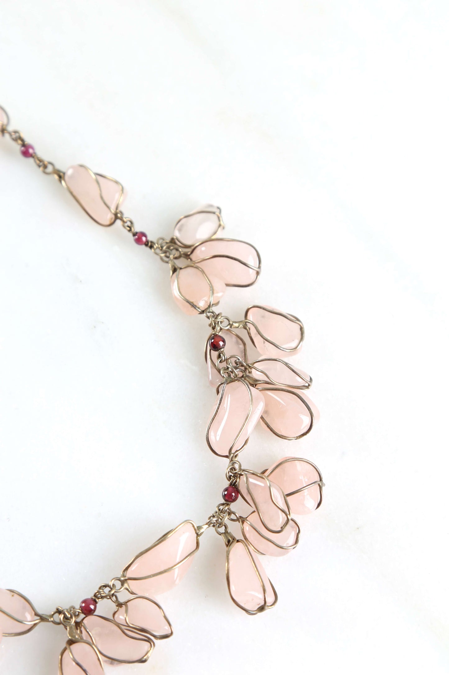 1970's Rose Quartz Drop Necklace