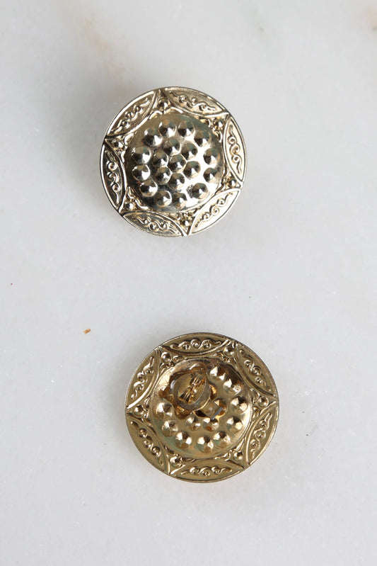 1980's Golden Shield Stud Earrings