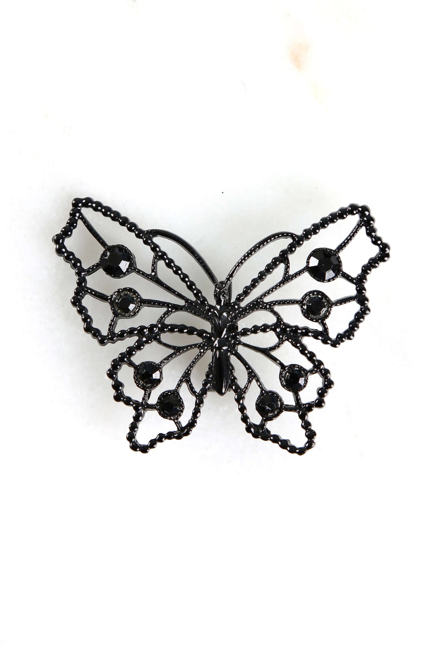 1960's Dark Crystal Butterfly Brooch
