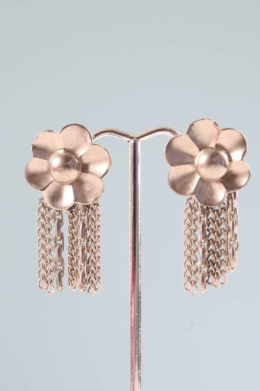 1960's Flower Power Chrome Earrings