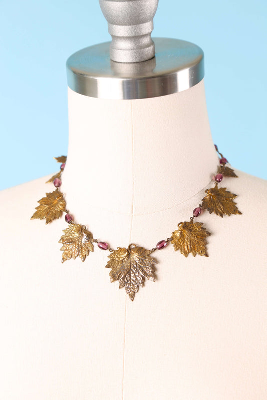 1930's Brass Leaf Necklace
