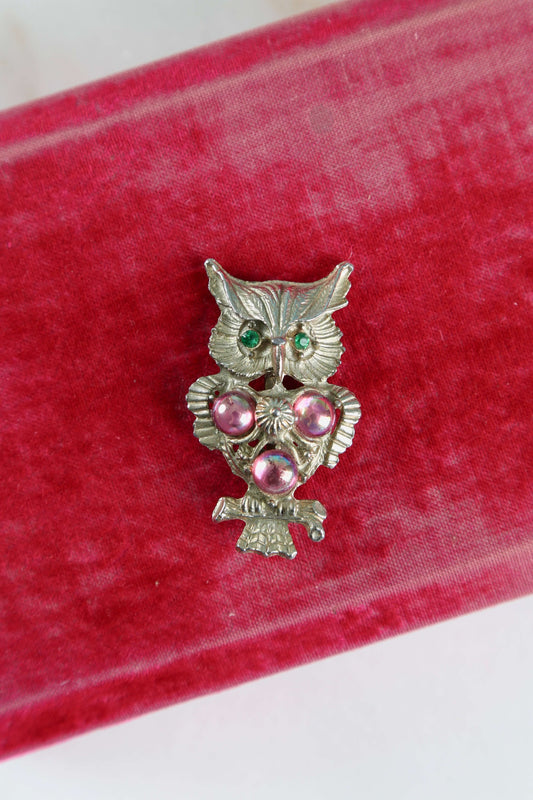 1970's Bejeweled Owl Brooch