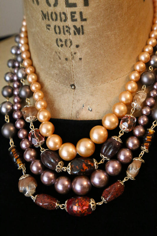 1960's Art Glass Sunset Multi-Strand Necklace