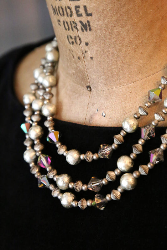 1960's Silver Leaf Multi Stand Necklace