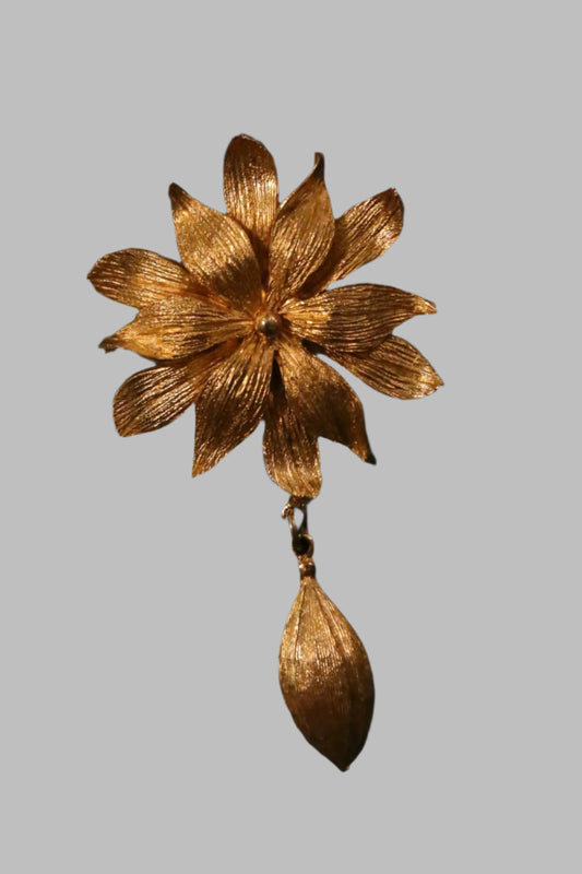 1960's Brushed Golden Flower Brooch