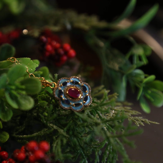 Emmaline Diamond Sapphire and Ruby Enamel Pendant