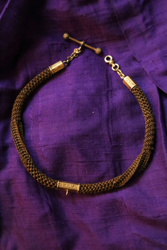1880's Mourning Hair and 14KT Gold Watch Chain