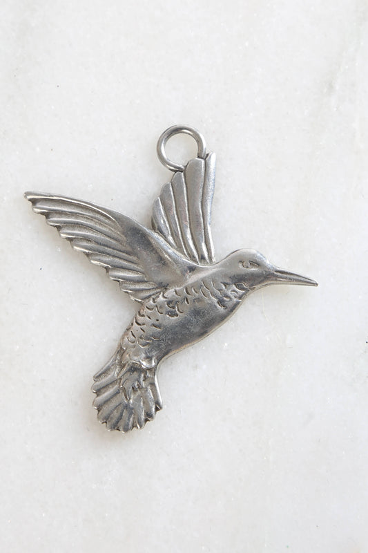 1970's Pewter Hummingbird Pendant