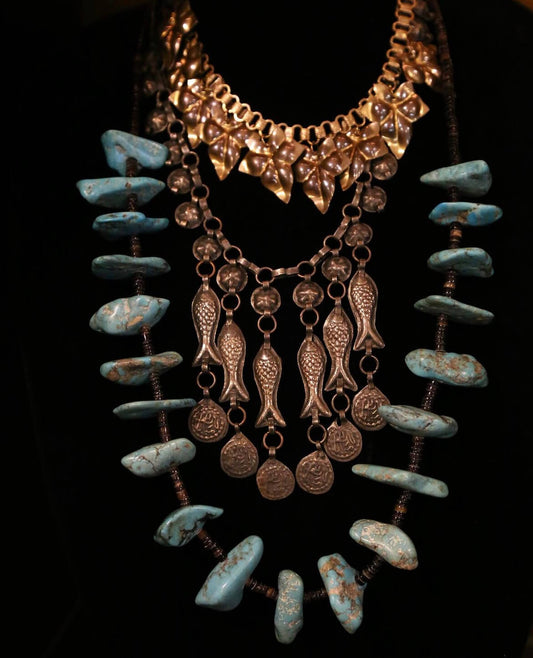 1950’s Oversized Sterling and Turquoise Necklace