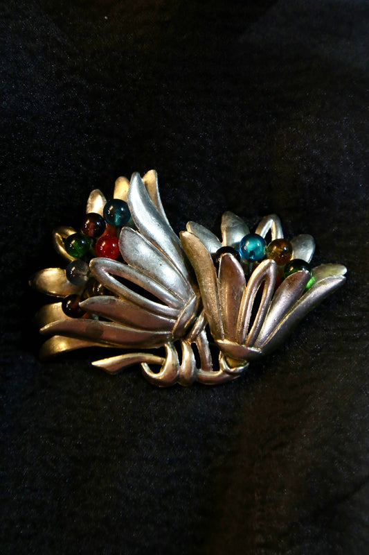 1930s Tutti Frutti Pot Metal Glass Brooch