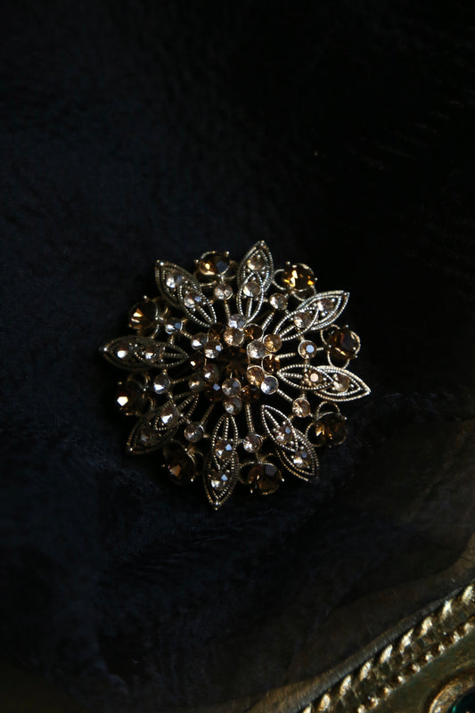 1980's Liz Claiborne Rhinestone Flower Brooch