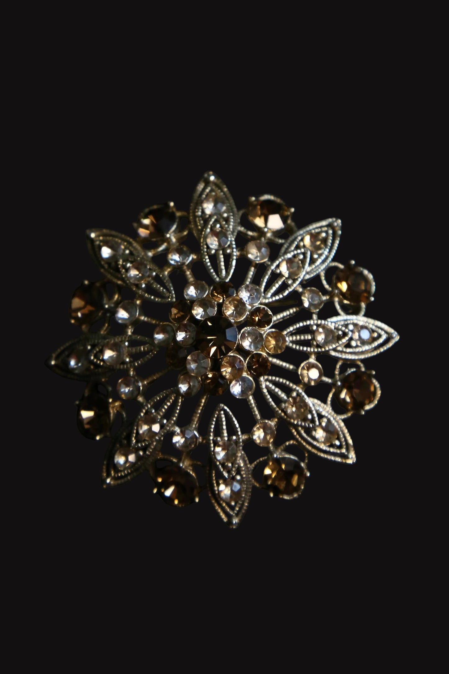 1980's Liz Claiborne Rhinestone Flower Brooch