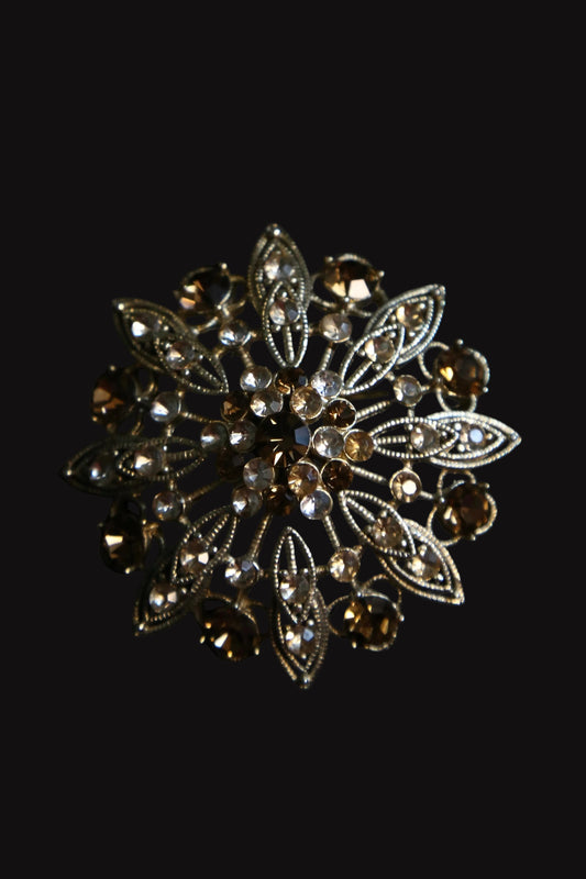 1980's Liz Claiborne Rhinestone Flower Brooch