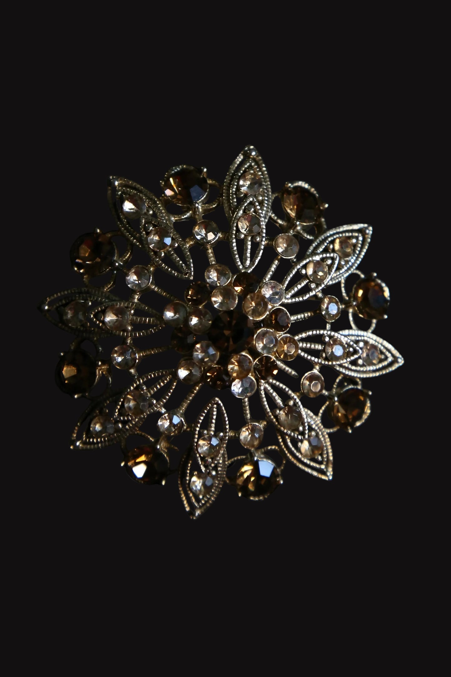 1980's Liz Claiborne Rhinestone Flower Brooch