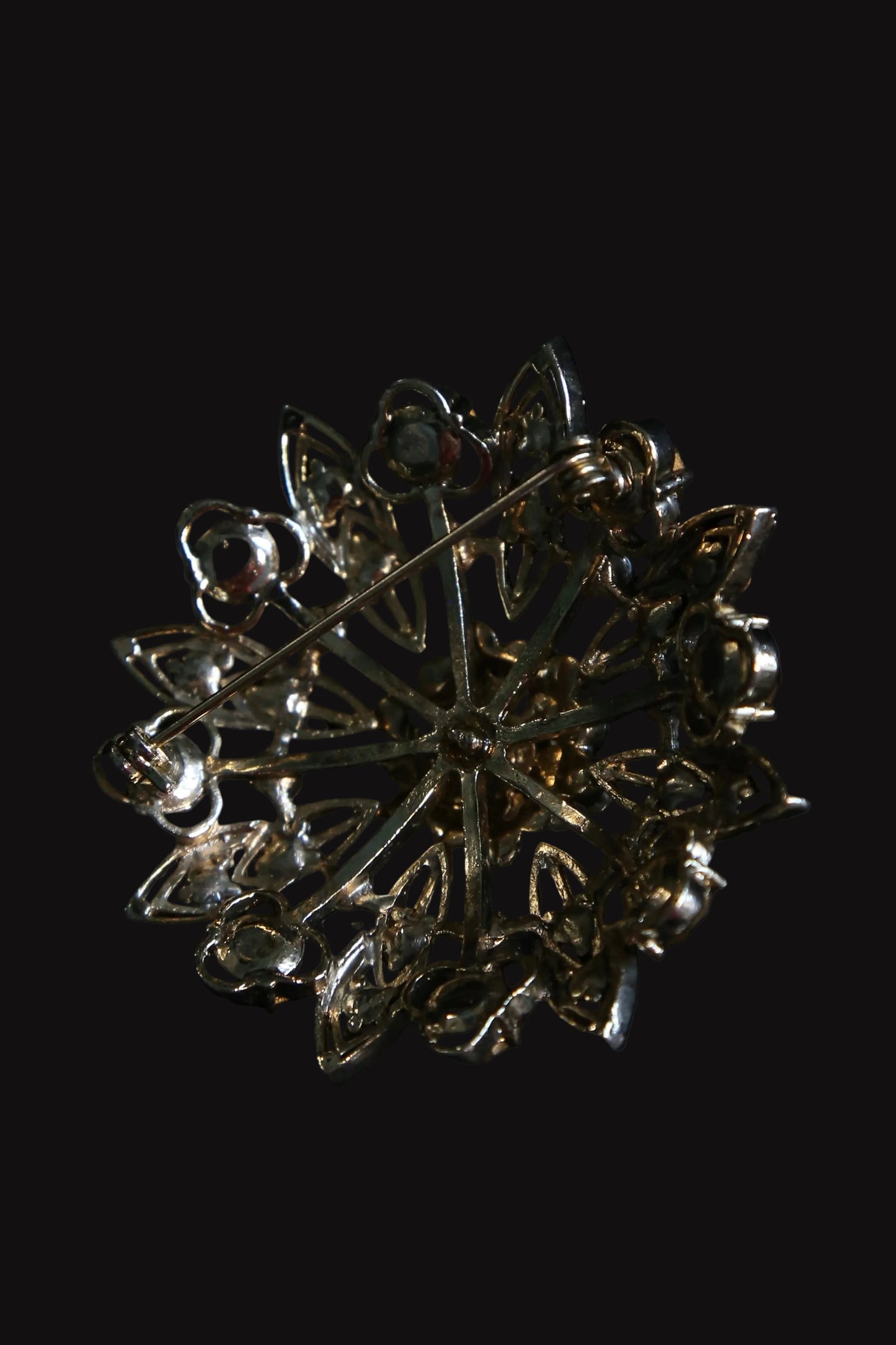 1980's Liz Claiborne Rhinestone Flower Brooch
