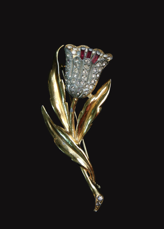 1930's Pot Metal Flower Trembler Brooch
