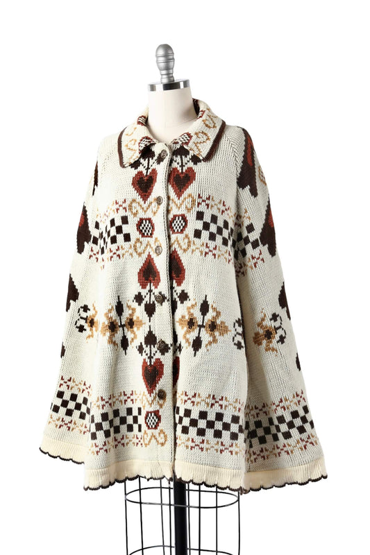 1970's Sturbridge Knit Folk Cape