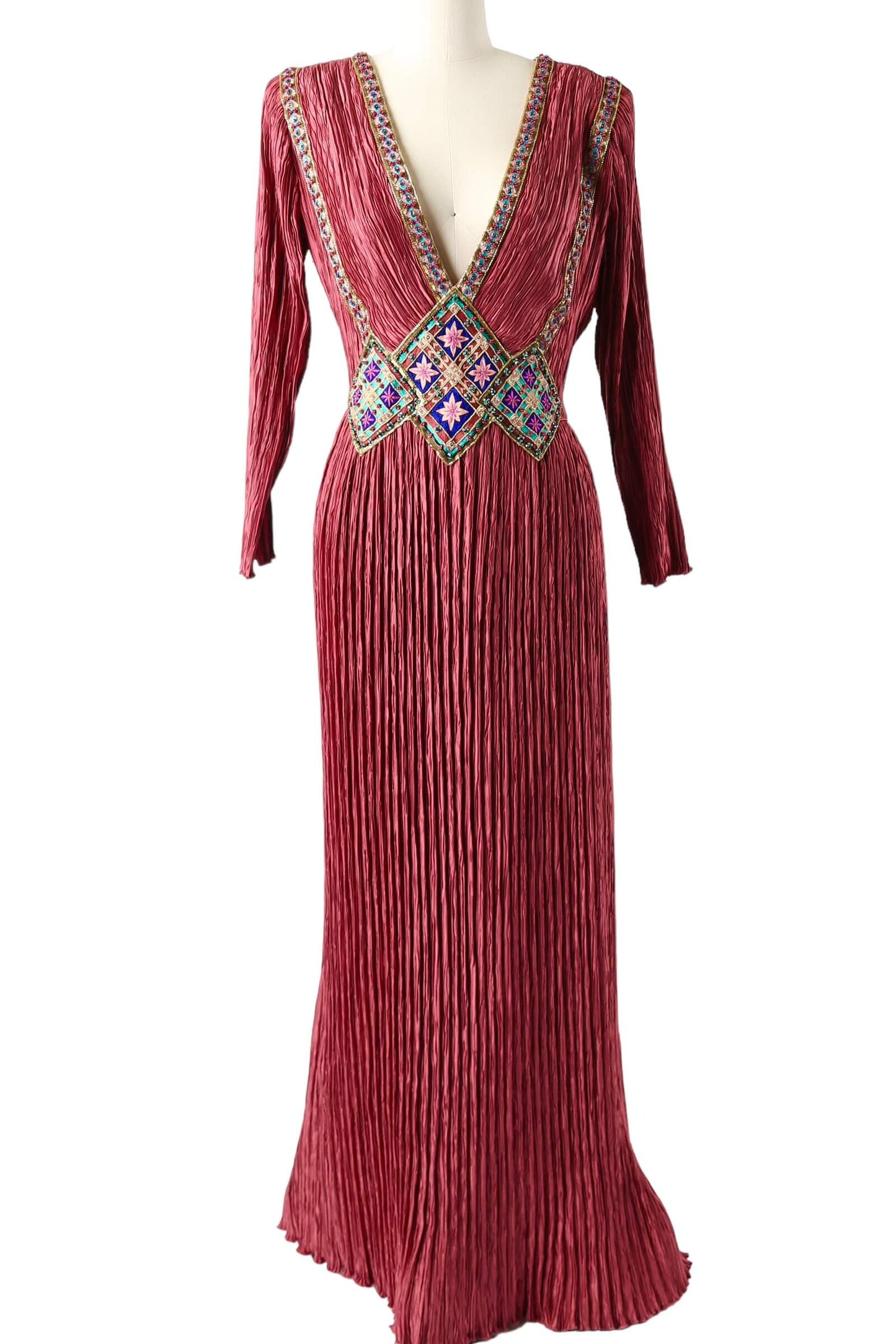 1970's Mary Mcfadden Couture Pleated Gown