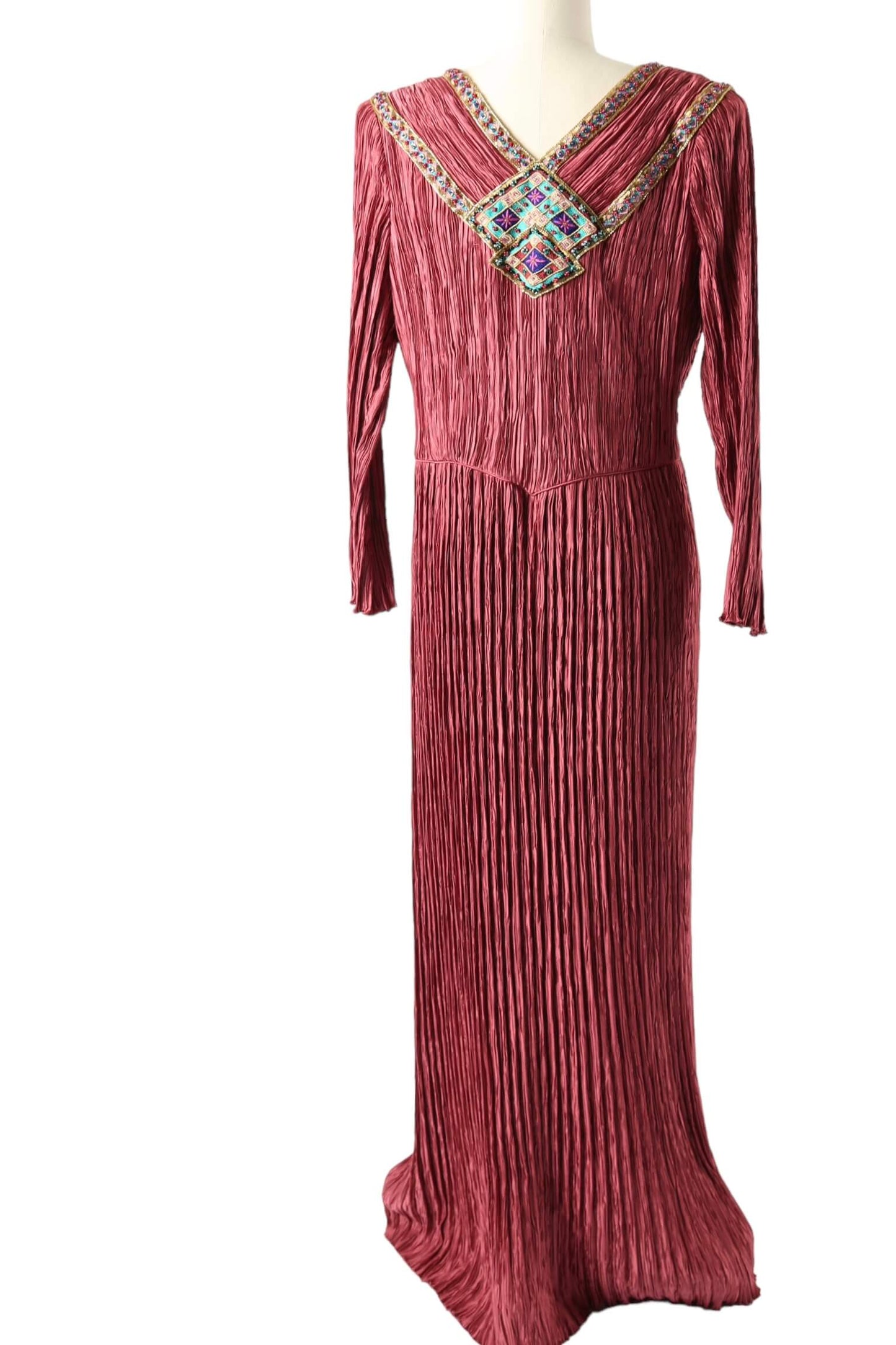 1970's Mary Mcfadden Couture Pleated Gown