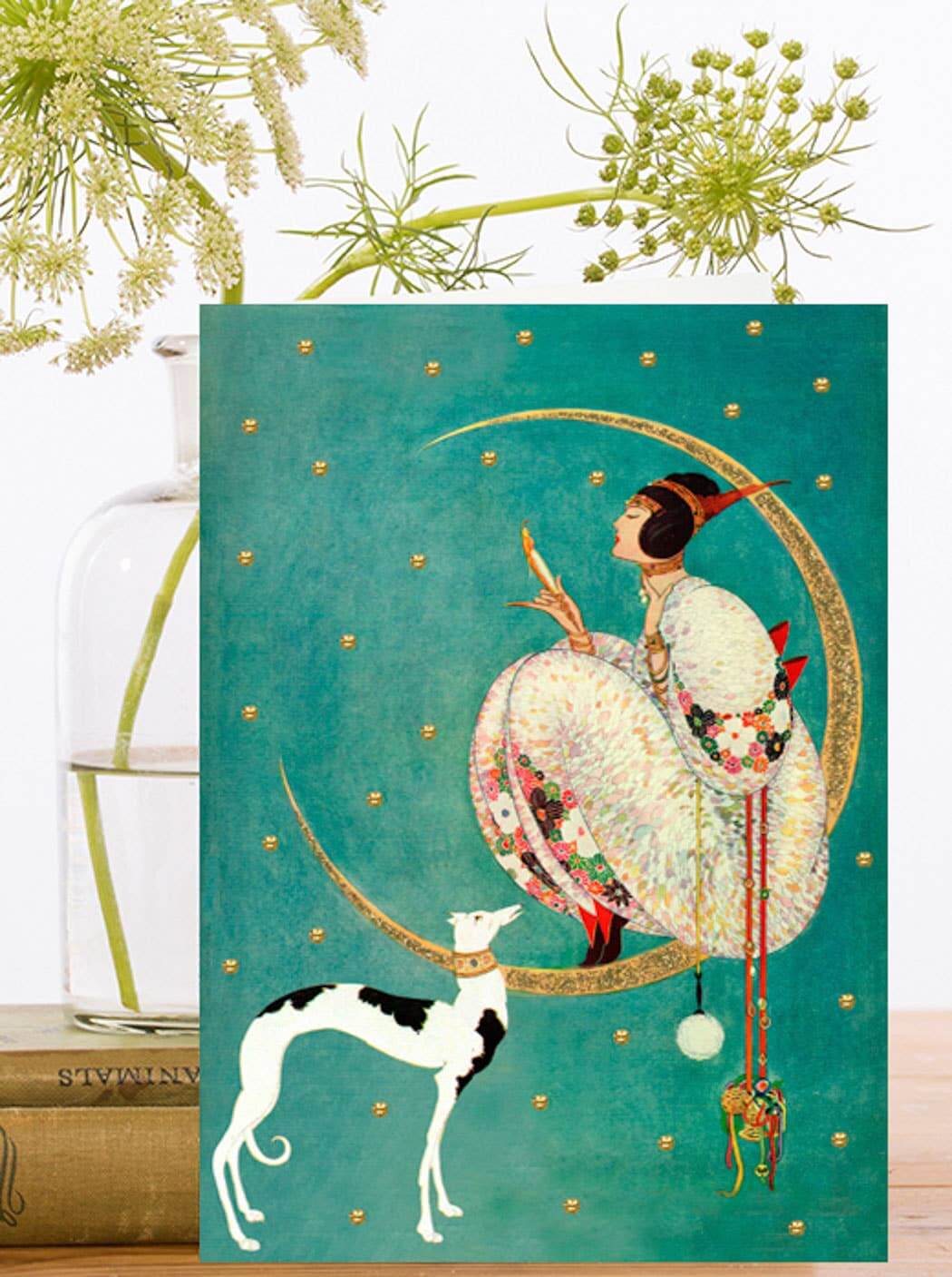 Dog and the Moon Card