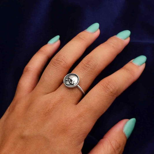 Sterling Skull Shadow Box Ring