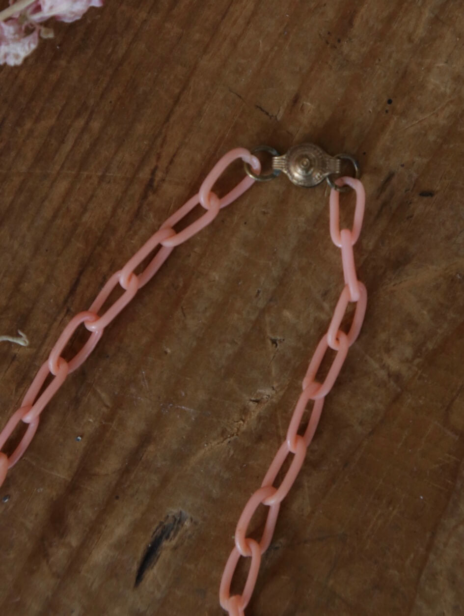 1930's Dusty Pink Celluloid Necklace