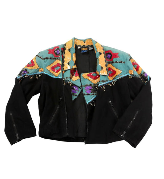 1980's Modi Denim Beaded Bomber
