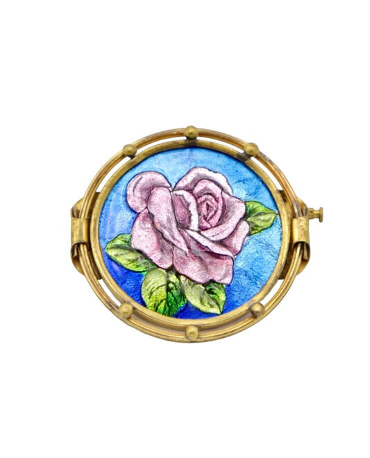 1910's French Limoges Rose Brooch