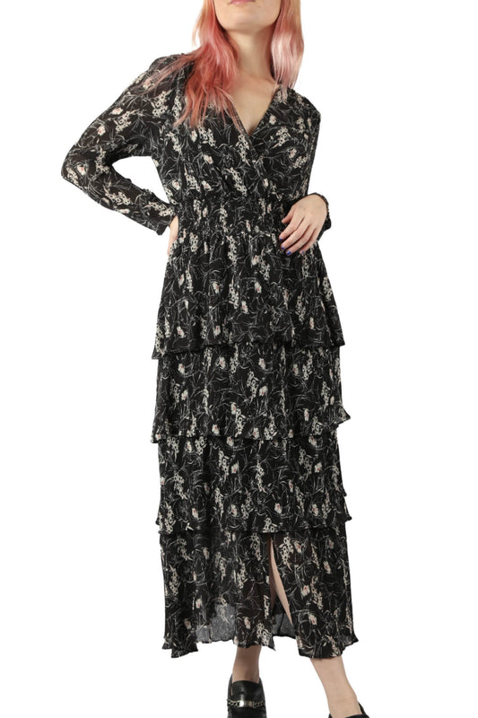 Tiered Dark Floral Dress
