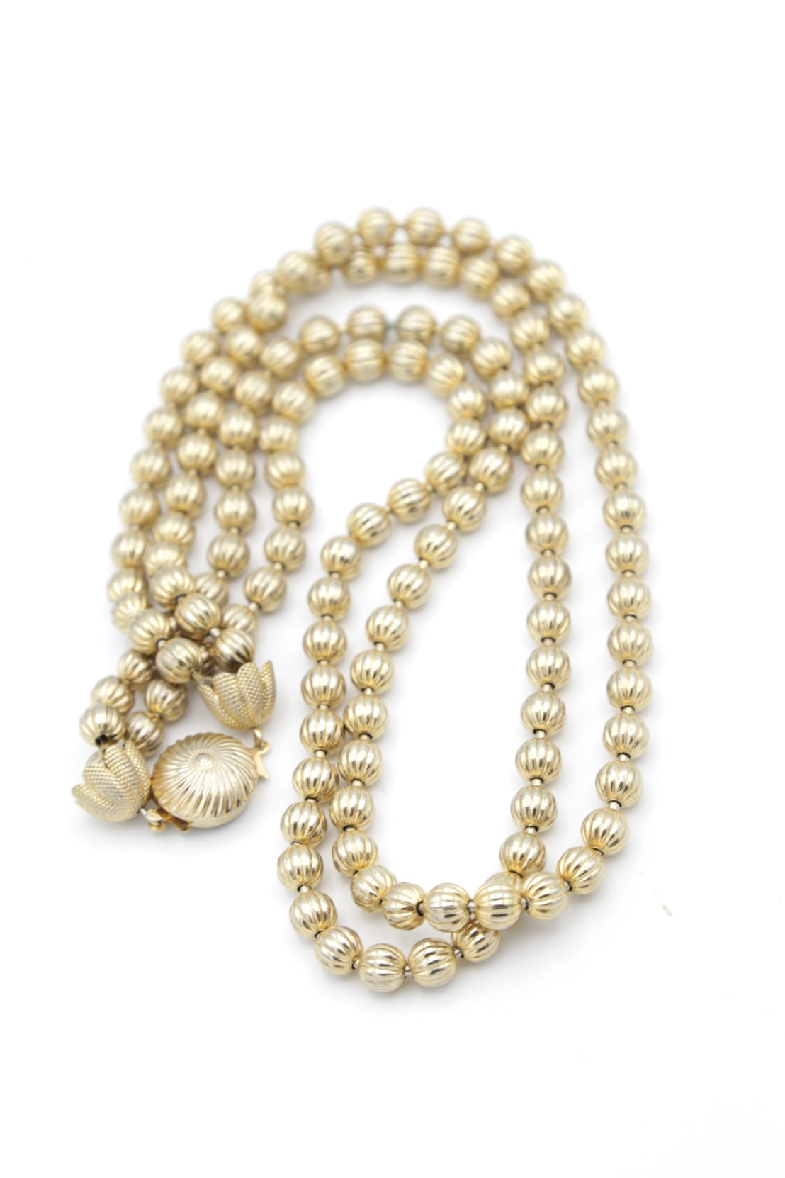 1960s Golden Metal Bead Necklace